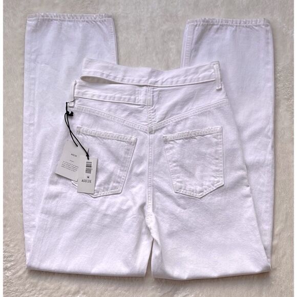 NWT AGOLDE Broken Waistband Ultra High Rise Straight Jean in Milkshake, Size 24 - Picture 16 of 16